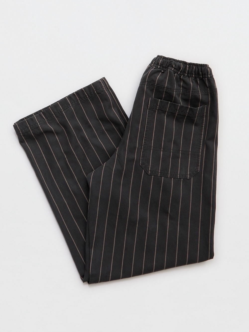Aerie Workwear Pants Charcoal Pinstripe Wide Leg Drawstring large short - Picture 5 of 8